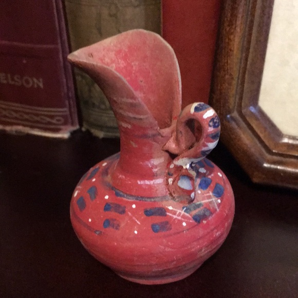 Antique Handmade Clay Pottery Pitcher Mexico HOST PICK - Picture 3 of 8